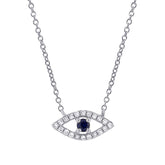 0.09ct Diamond & 0.08ct Blue Sapphire 14k White Gold Eye Necklace